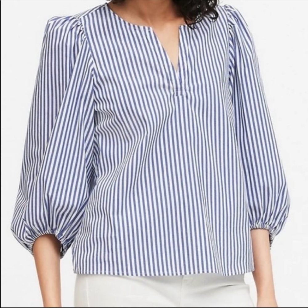 Banana Republic Navy Striped Blouse